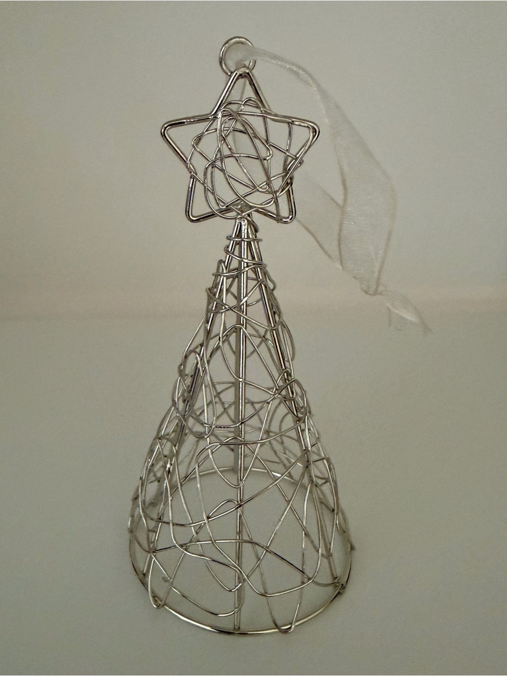 POTTERY BARN Christmas Tree Ornament Silver Wire Star Top Decoration RETIRED